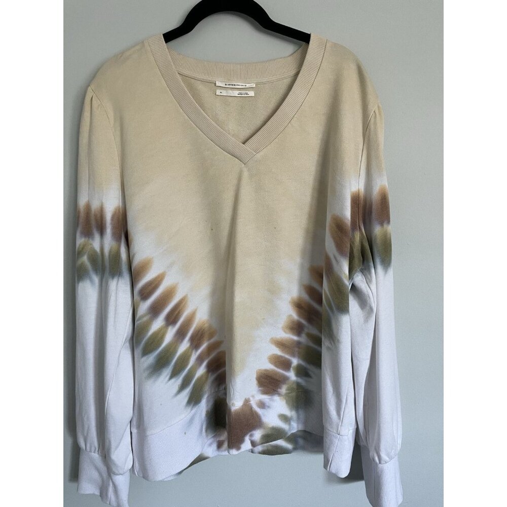 Anthropologie Tie Dye Lucinda Sweatshirt V Neck Lightweight XL